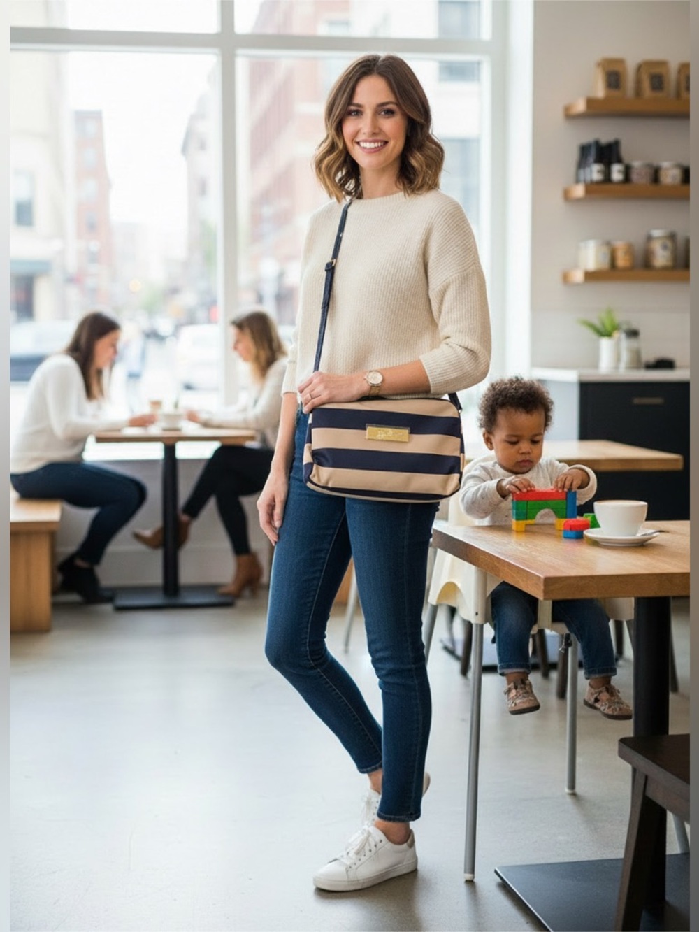 Ju-Ju-Be Legacy Quick Navy and Gold Striped Crossbody